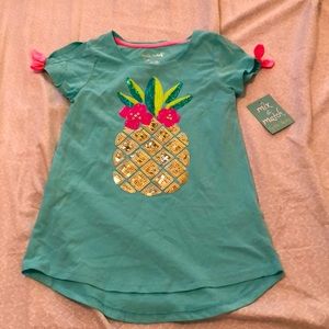 Cynthia Rowley long tee shirt size 6-7 with sequins pineapple